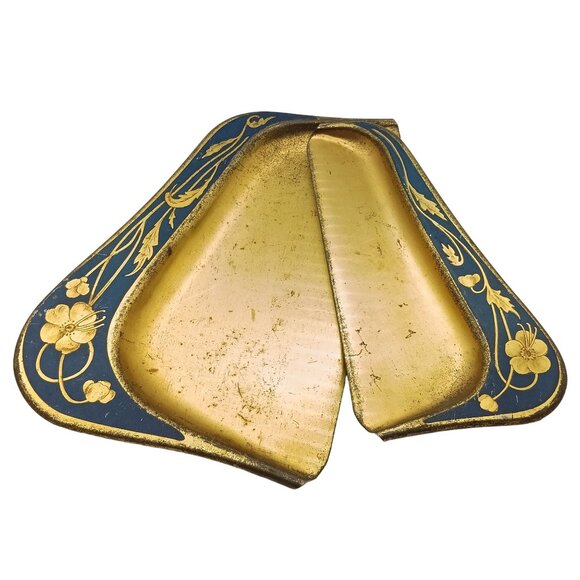 Antique Crumb Catcher and Scraper Silent Butler, Gold Tone with Art Nouveau V - Picture 2 of 3